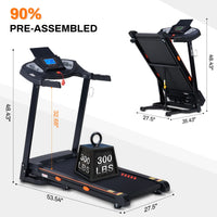 Electric Running Exercise Treadmill, Black, 300 Lb