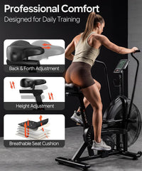 Dual Resistance Air Bike, Magnetic & Air Fan Bike with APP Connection, ISCC plus Certified Wind Bikes, Dual-Action Handlebars for Home Gym HIIT Cardio Full Body Workout (350LBS Capacity)