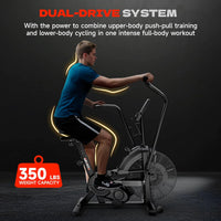 Dual Resistance Air Bike, Magnetic & Air Fan Bike with APP Connection, ISCC plus Certified, Dual-Action Handlebars for Home Gym HIIT Cardio Full Body Workout (350LBS Capacity) (Carbon Black)
