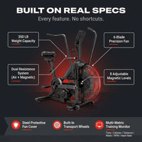 Dual Resistance Air Bike, Magnetic & Air Fan Bike with APP Connection, ISCC plus Certified, Dual-Action Handlebars for Home Gym HIIT Cardio Full Body Workout (350LBS Capacity) (Carbon Black) — Results & Stats