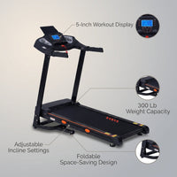 Electric Running Exercise Treadmill, Black, 300 Lb — infographic