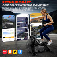 Dual Resistance Air Bike, Magnetic & Air Fan Bike with APP Connection, ISCC plus Certified, Dual-Action Handlebars for Home Gym HIIT Cardio Full Body Workout (350LBS Capacity) (Carbon Black)