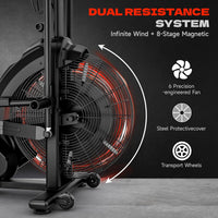 Dual Resistance Air Bike, Magnetic & Air Fan Bike with APP Connection, ISCC plus Certified, Dual-Action Handlebars for Home Gym HIIT Cardio Full Body Workout (350LBS Capacity) (Carbon Black)